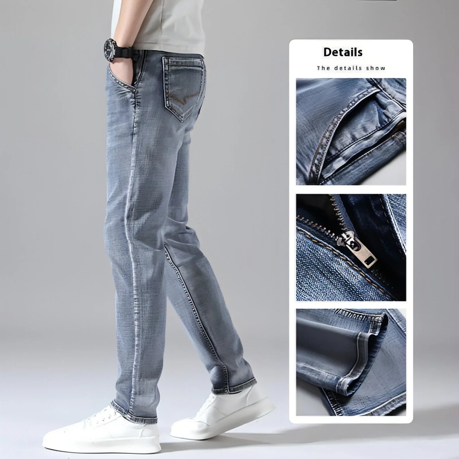 Retro Thin Jeans Straight Loose Casual Trousers Men - Which Mark