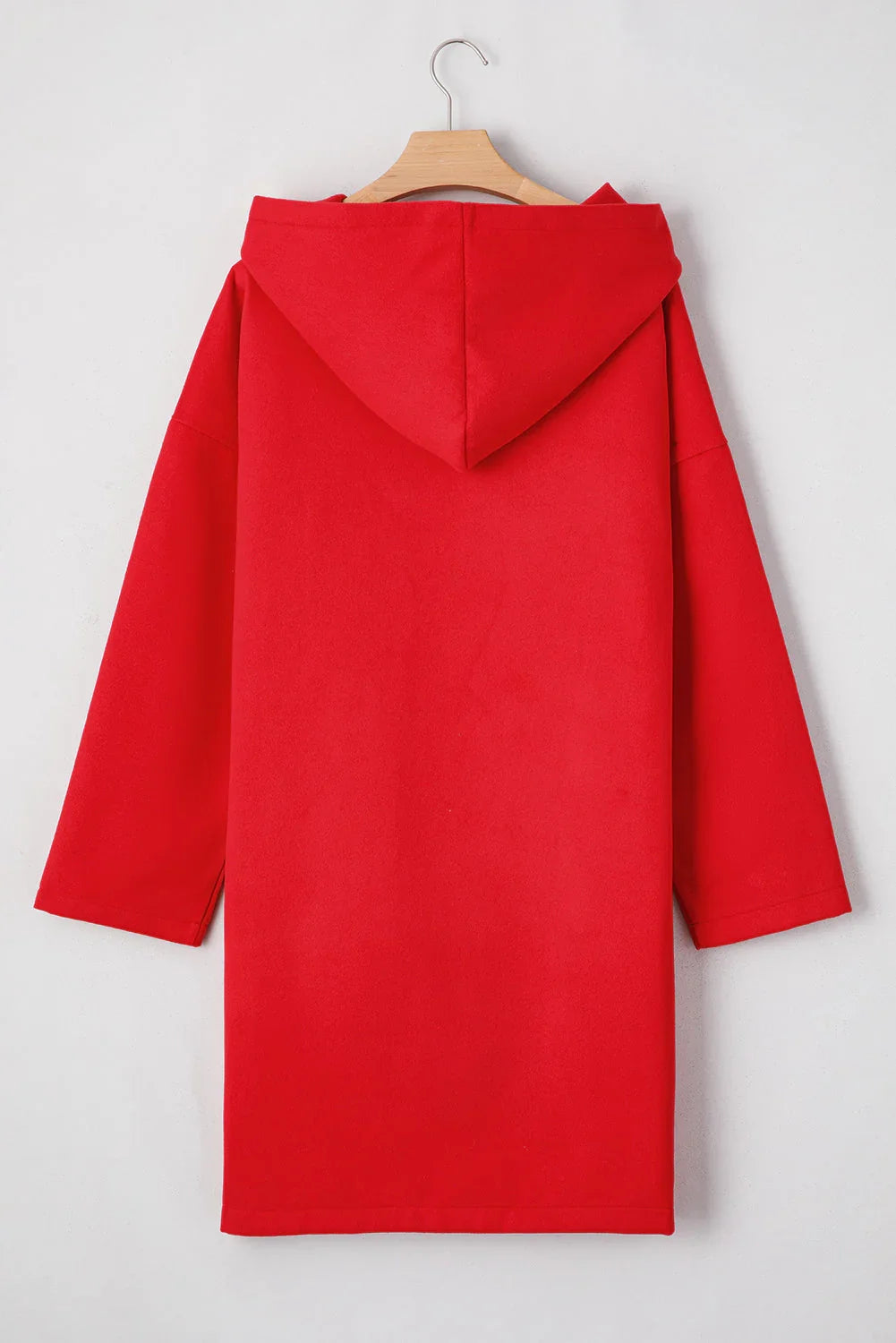 Fiery Red Solid Color Casual Zip up Hooded Coat - Which Mark