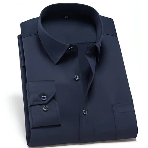 Solid Color DressShirt Men's Non-ironing Stretch Breathable Business - Which Mark