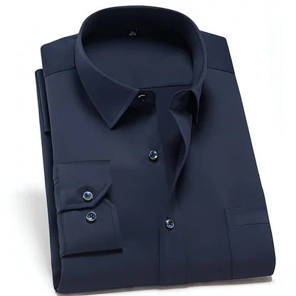 Solid Color DressShirt Men's Non-ironing Stretch Breathable Business - Which Mark