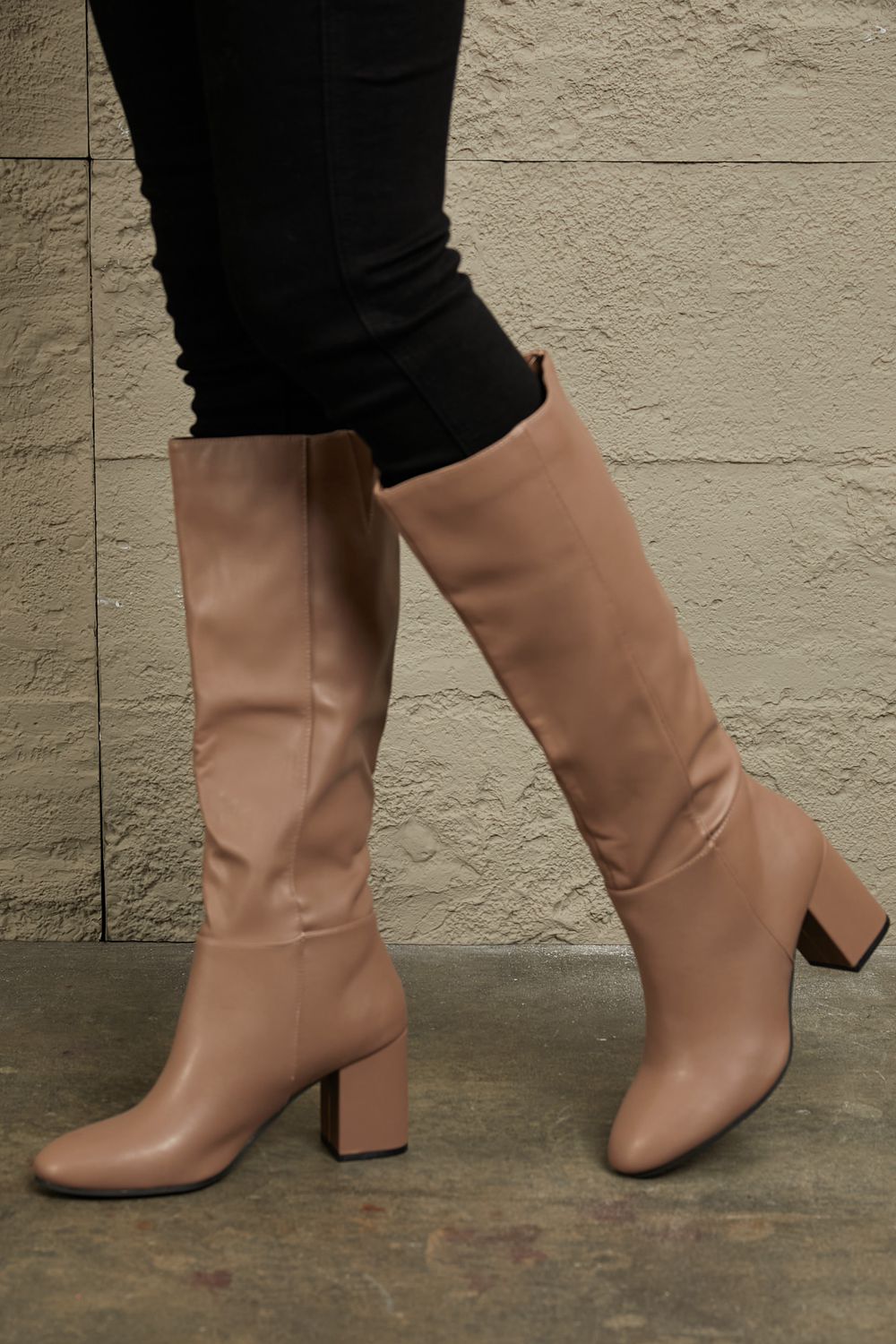 East Lion Corp Block Heel Knee High Boots - Which Mark