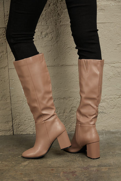 East Lion Corp Block Heel Knee High Boots - Which Mark