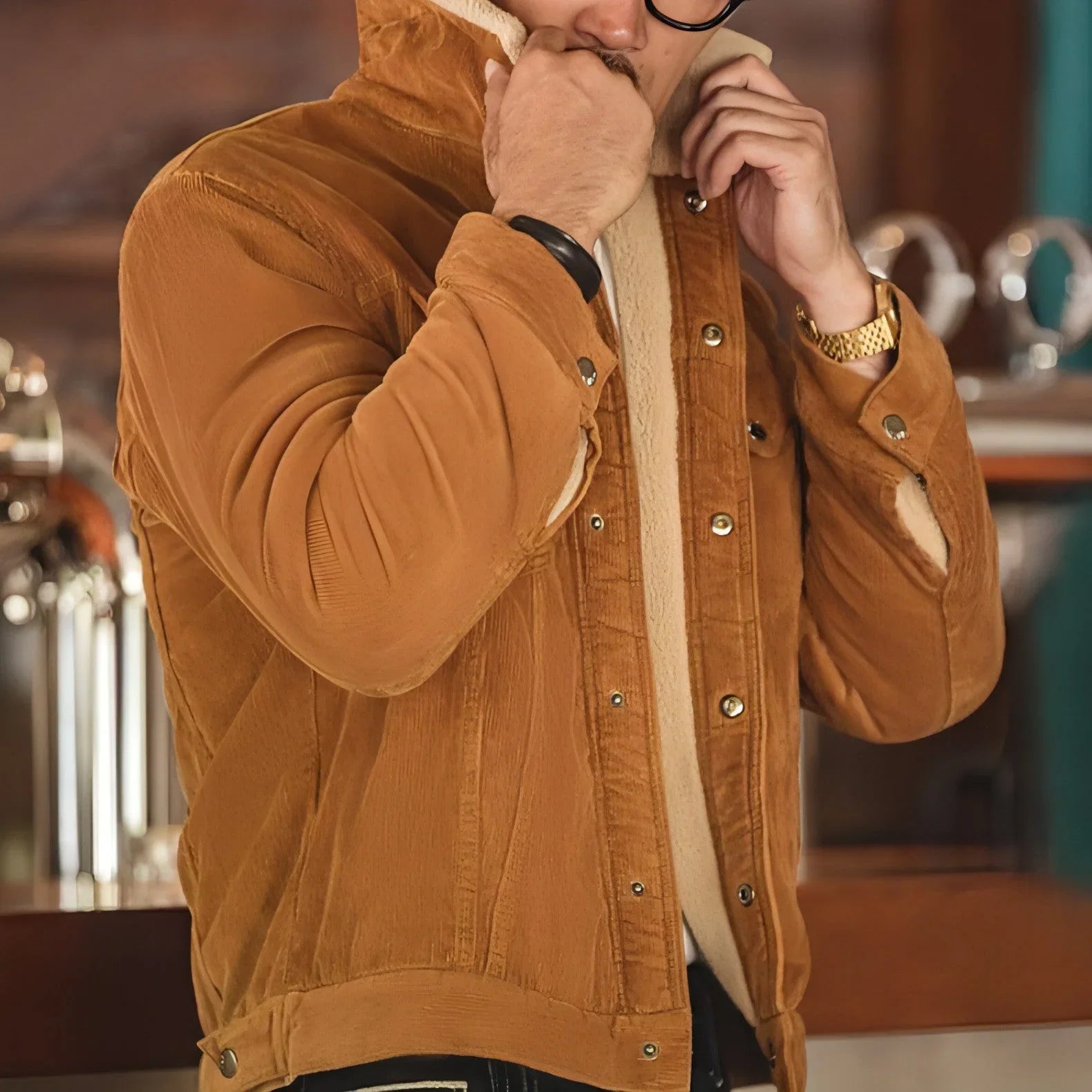 Men Retro Corduroy Lapel Jacket - Which Mark