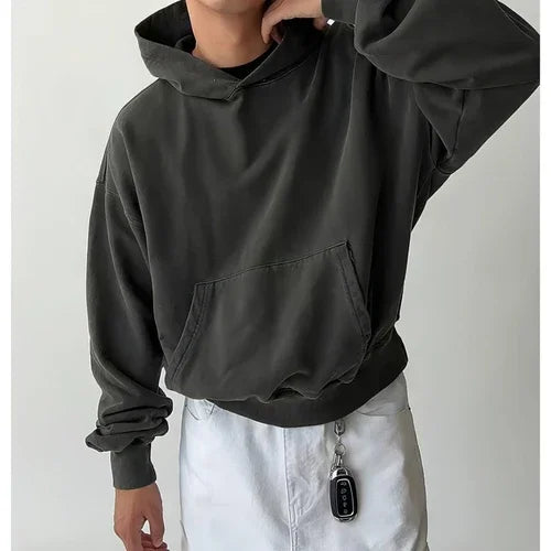 New Casual All-matching Hooded Loose Sweater Men's Retro Style Jacket - Which Mark