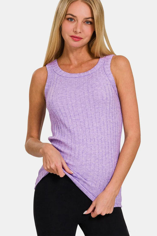Zenana Ribbed Round Neck Tank - Which Mark