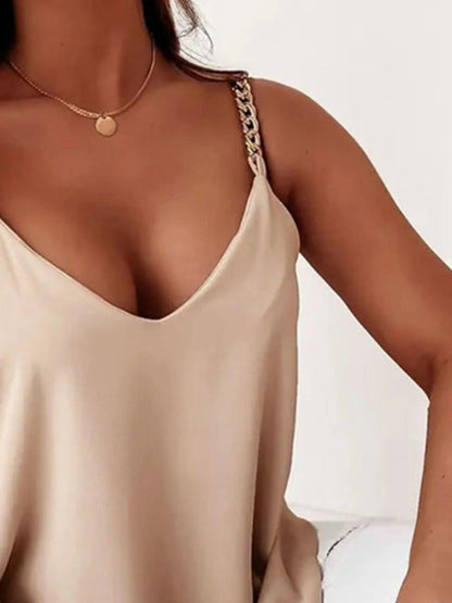 Chain Strap V-Neck Tank Top - Which Mark