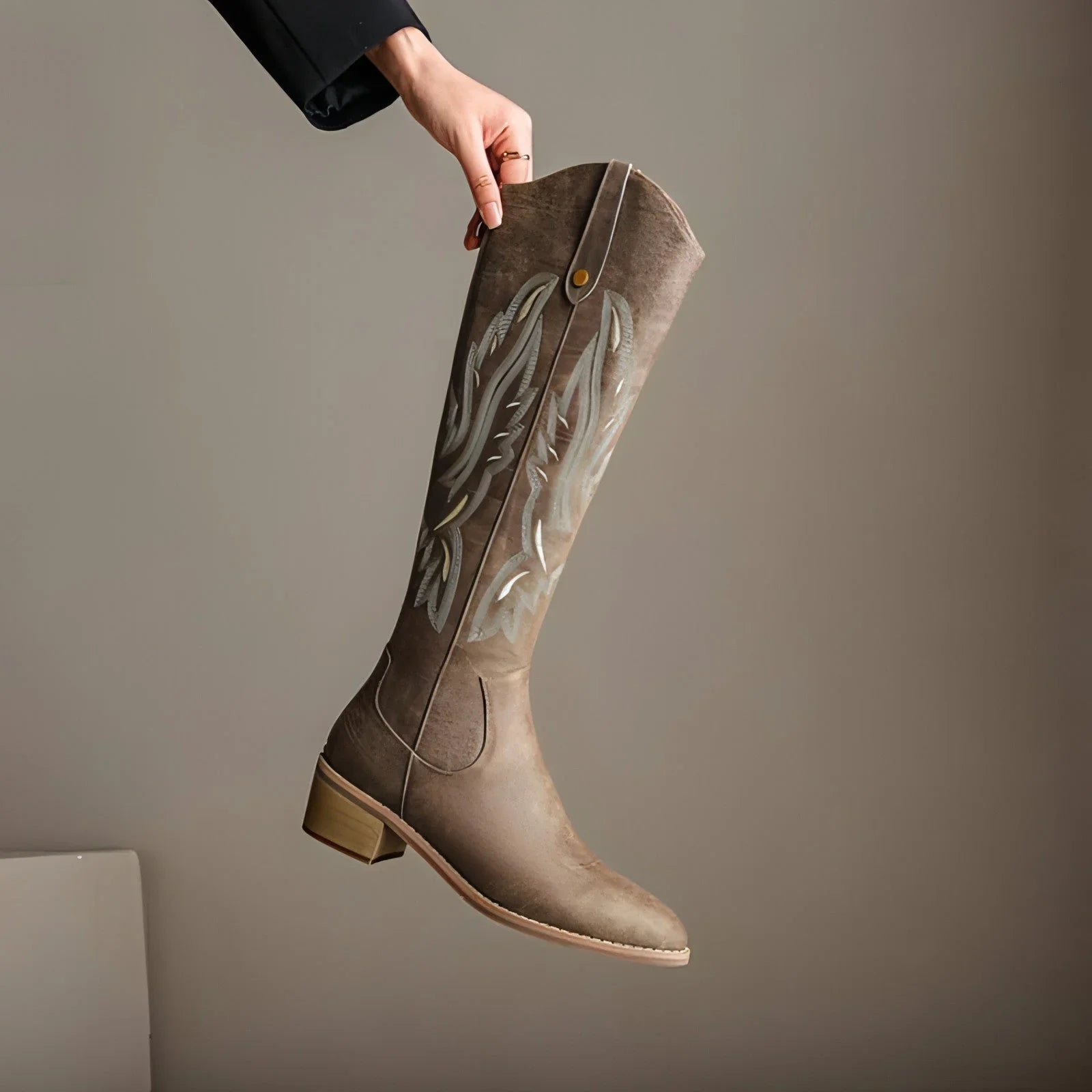 Retro Chunky Heel Embroidery Western Cowboy Boot Women - Which Mark