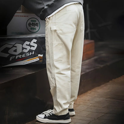 Retro Distressed Loose Creamy-white Jeans For Men - Which Mark