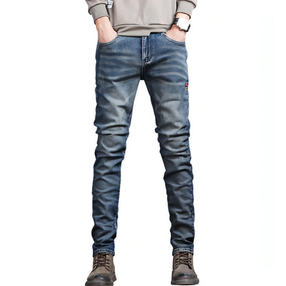 Youth Retro Embroidered Denim Pants Men Jeans - Which Mark