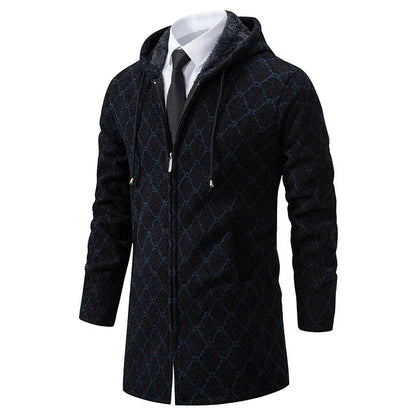 Men's Mid-length Sweater Fashion Casual Hooded Coat - Which Mark