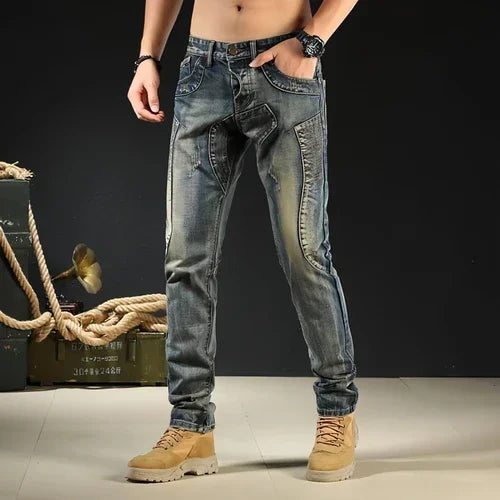 Men's Fashion Japanese Style Retro Nostalgic Motorcycle Jeans Men - Which Mark