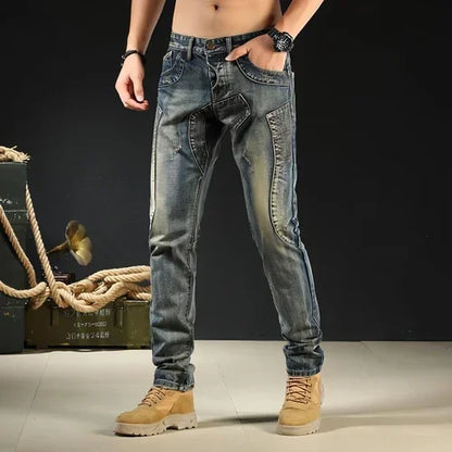 Men's Fashion Japanese Style Retro Nostalgic Motorcycle Jeans Men - Which Mark