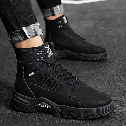 Men's High Top Men's Autumn And Winter Leather Work Shoes - Which Mark