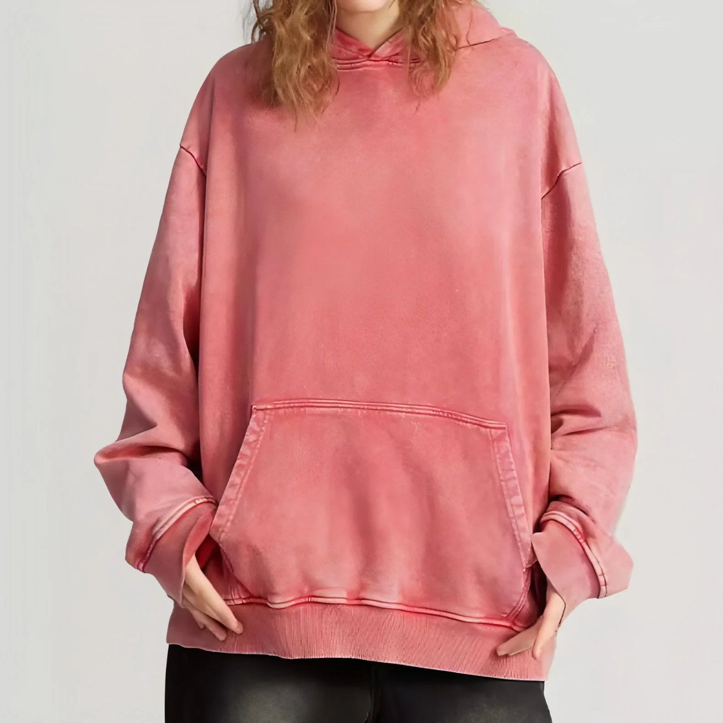 Thickened Washed Old Gradient Solid Color Batik Hooded Sweater For Men - Which Mark