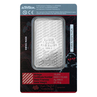 1 oz Silver CALL OF DUTY Modern Warfare 20th Anniversary Bar (PAMP) - Which Mark