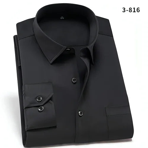Solid Color DressShirt Men's Non-ironing Stretch Breathable Business - Which Mark