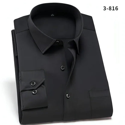 Solid Color DressShirt Men's Non-ironing Stretch Breathable Business - Which Mark