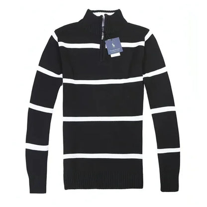 Slim Long-sleeved Casual Knit Sweater Men With Striped Wool - Which Mark