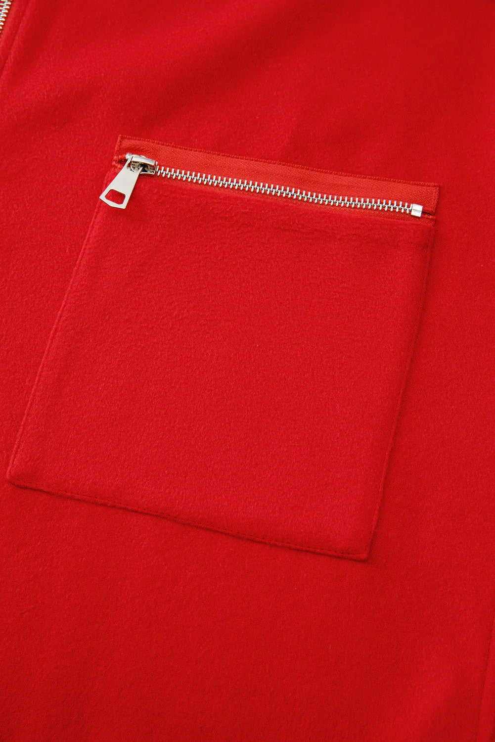 Fiery Red Solid Color Casual Zip up Hooded Coat - Which Mark