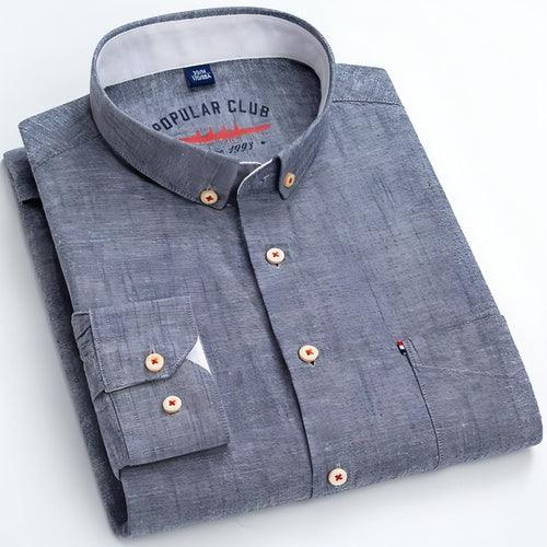 Long Sleeve Cotton Linen Slim Fit Fashion Casual Linen DressShirt Men - Which Mark