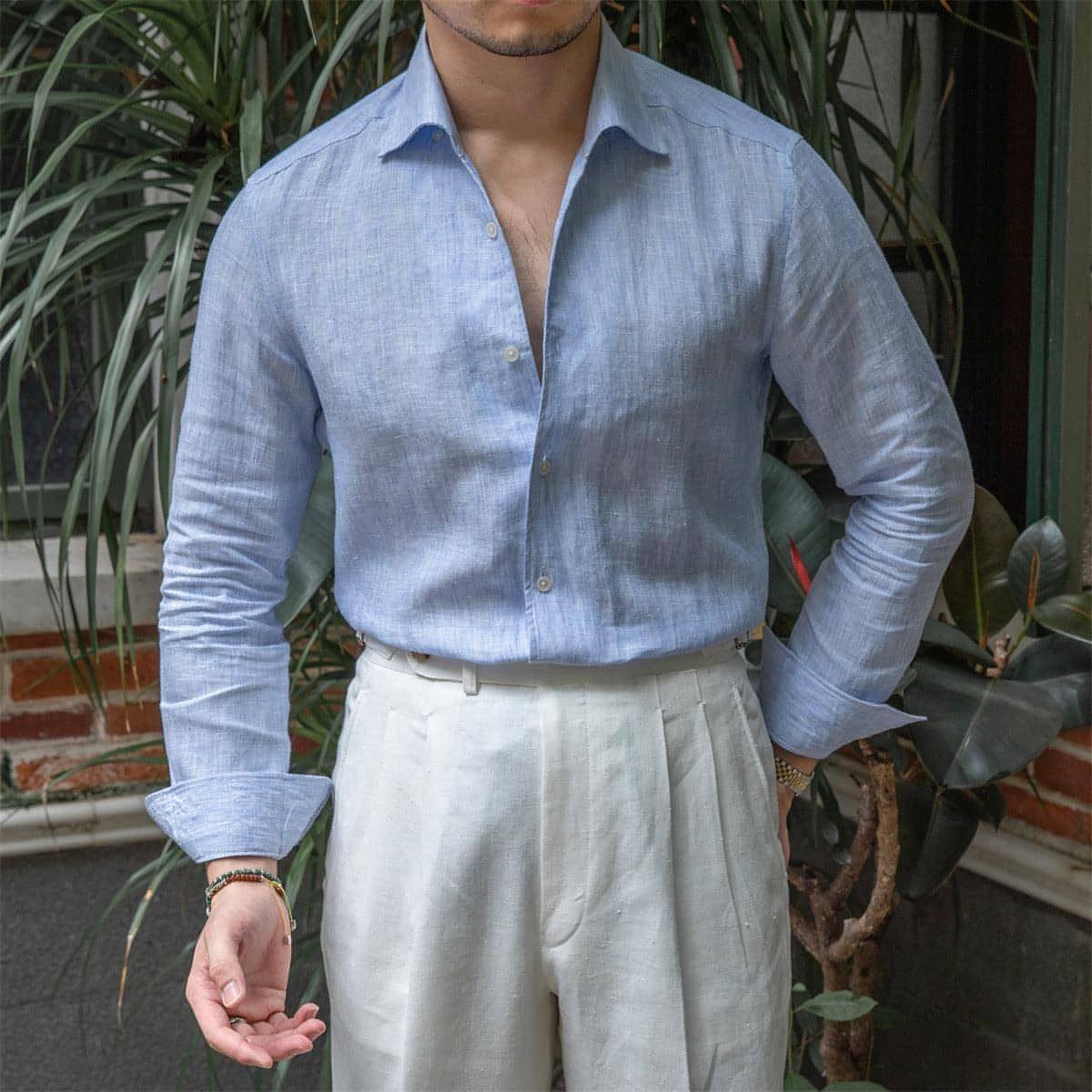 One Neckline Slim Fit DressShirt For Men - Which Mark