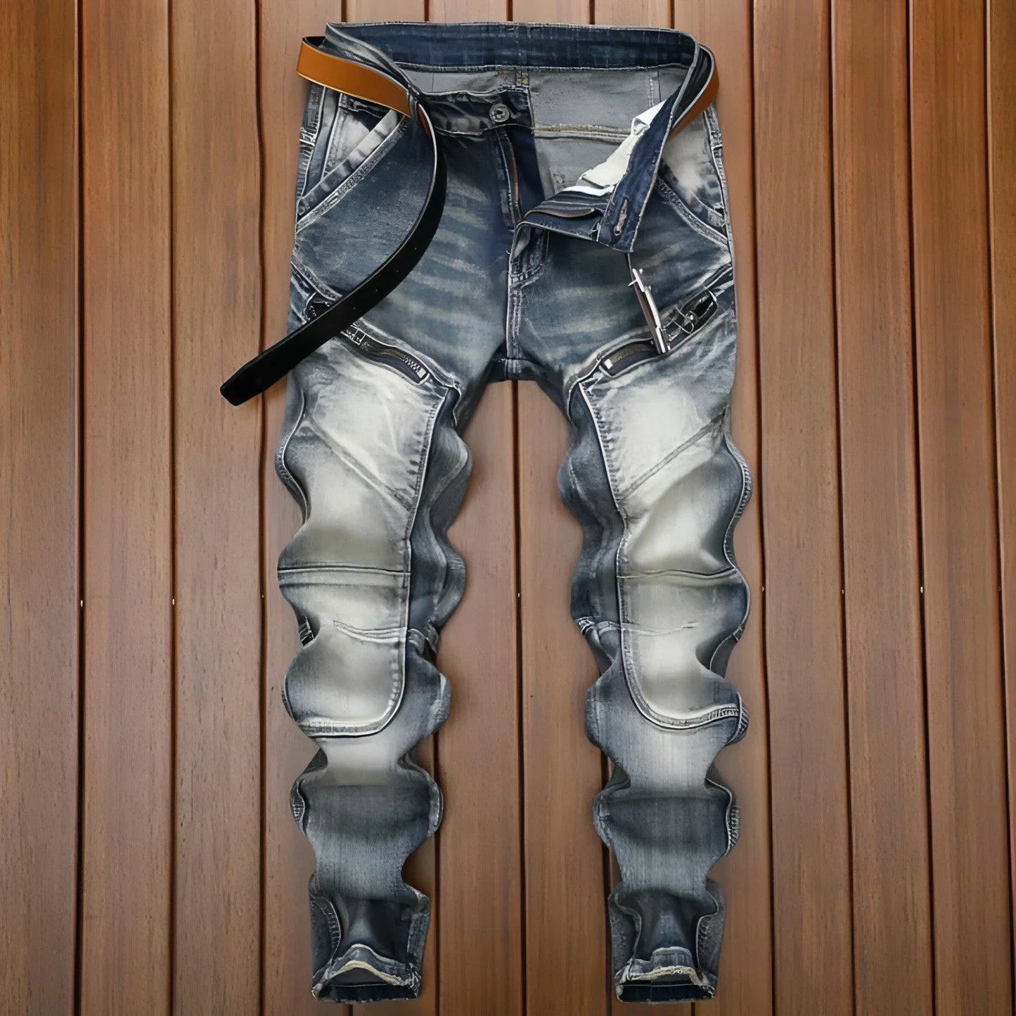 Retro Straight Motorcycle Motorcycle Pants Men Jeans - Which Mark