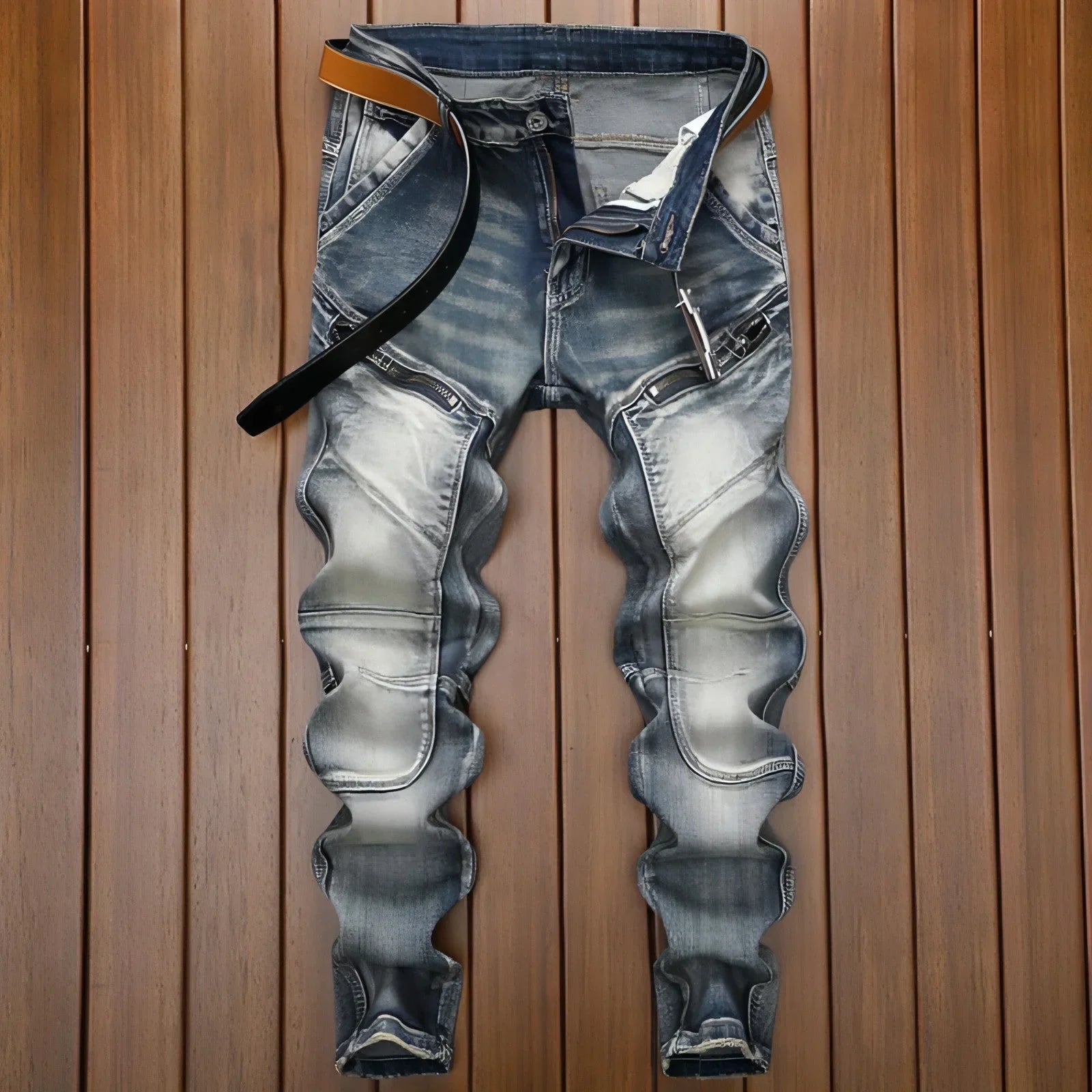 Retro Straight Motorcycle Motorcycle Pants Men Jeans - Which Mark