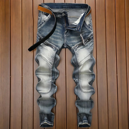 Retro Straight Motorcycle Motorcycle Pants Men Jeans - Which Mark