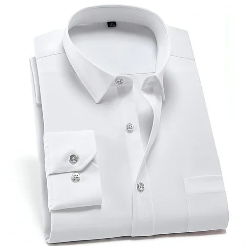 Solid Color DressShirt Men's Non-ironing Stretch Breathable Business - Which Mark