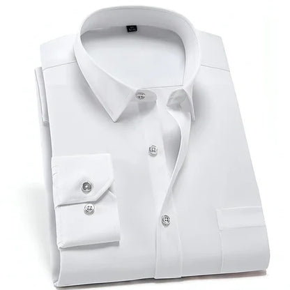 Solid Color DressShirt Men's Non-ironing Stretch Breathable Business - Which Mark
