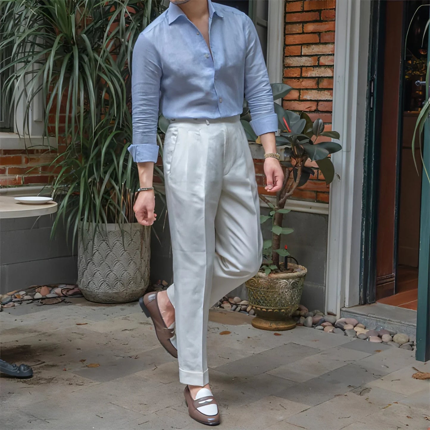 One Neckline Slim Fit DressShirt For Men - Which Mark