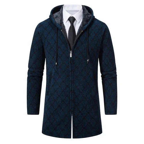 Men's Mid-length Sweater Fashion Casual Hooded Coat - Which Mark