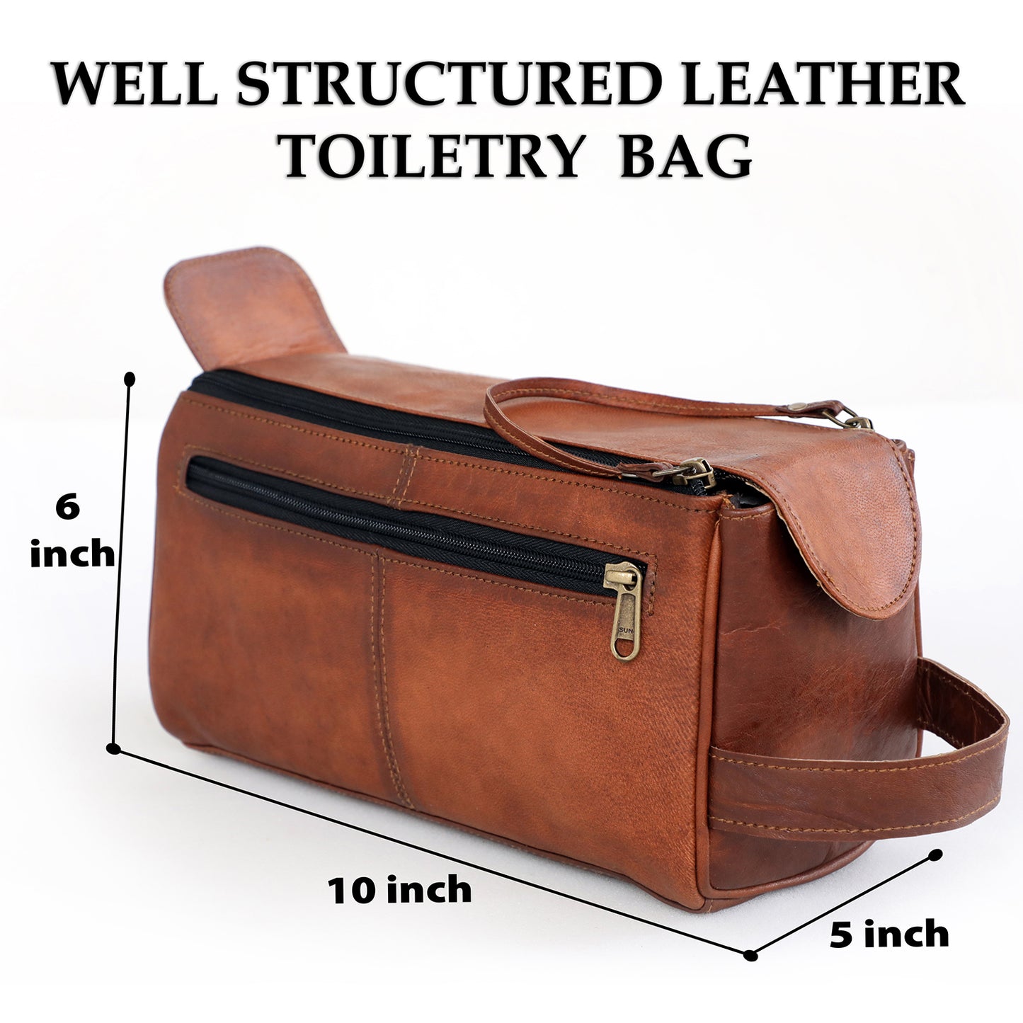 Leather Toiletry Bag Large Dopp Kit for Men & Women Travel Pouch
