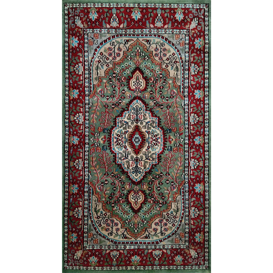 2.5×5 Ft Handmade Green Persian Wool Carpet - Which Mark
