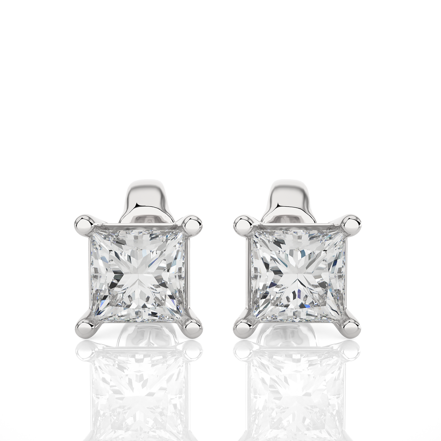 White Gold Moissanite Single Solitaire Princess Earring – WE0074 - Which Mark