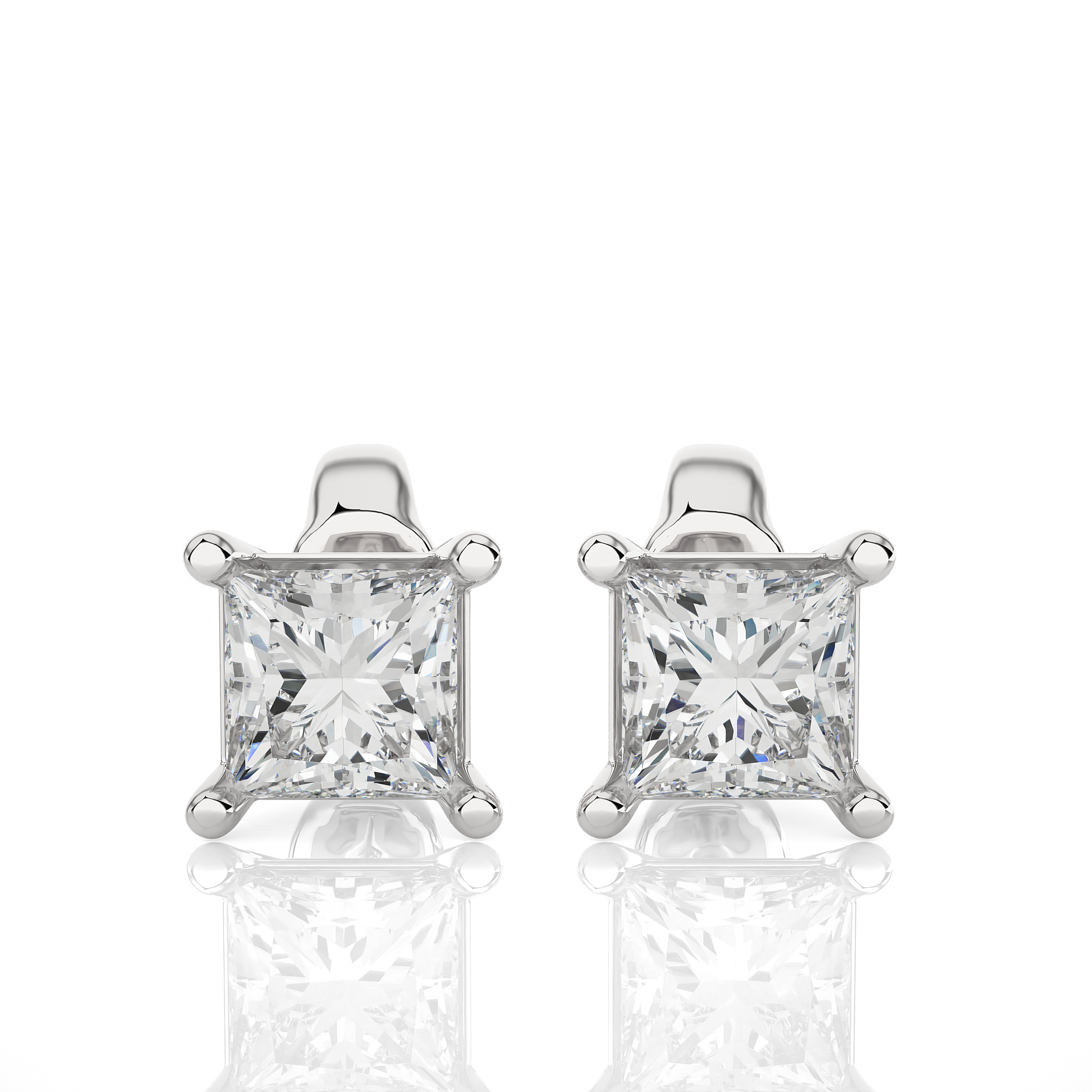 White Gold Moissanite Single Solitaire Princess Earring – WE0074 - Which Mark