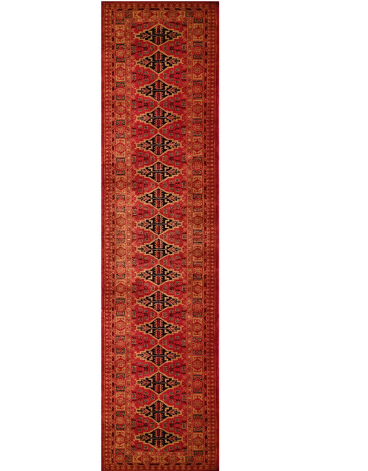 2.5×10 Feet Hand Knotted Red Wool Carpet Bukhara - Which Mark