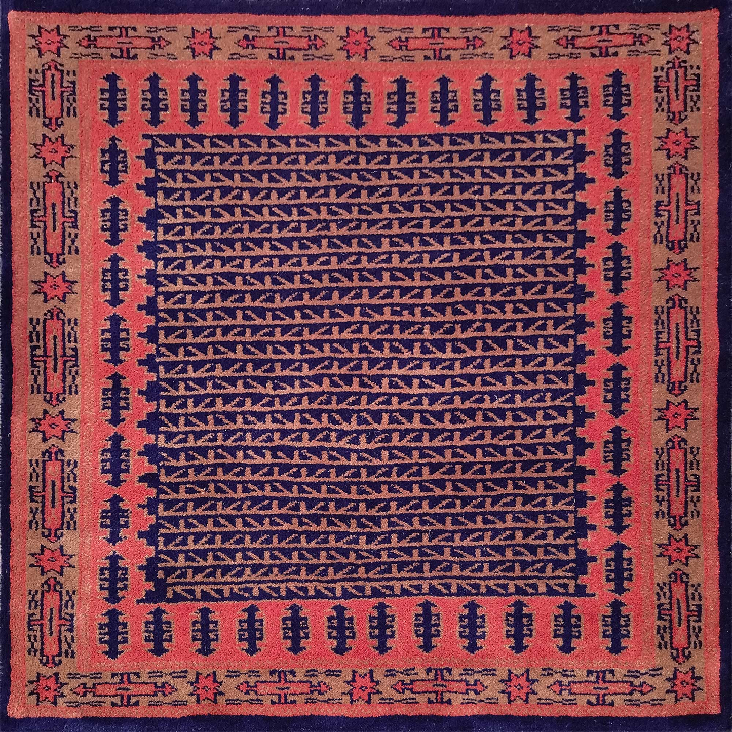 3×3 Feet Hand Knotted Black Wool Carpet - Which Mark