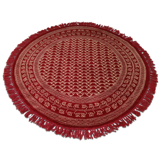 5×5 ft Round Hand Knotted Wool Carpet Parda (Red) - Which Mark