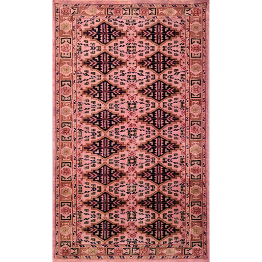 Hand Knotted Woolen Carpet Peach Tribal 3×5 Feet PEACH - Which Mark