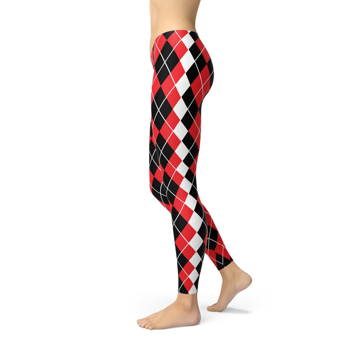 Womens Red Argyle Leggings - Harley Quinn Inspired - Which Mark