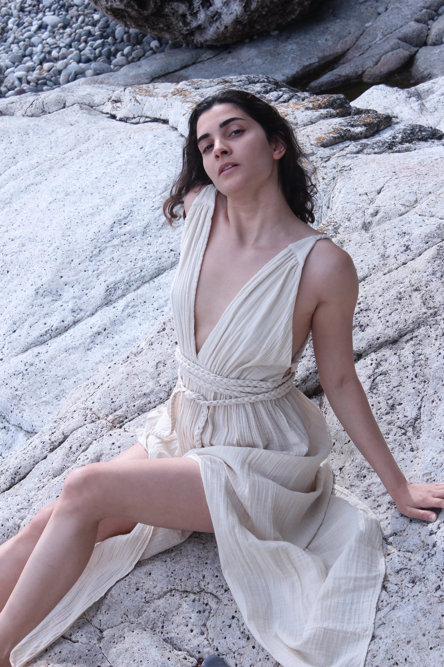 Beige Cotton Breathable Summer Maxi Dress - Which Mark