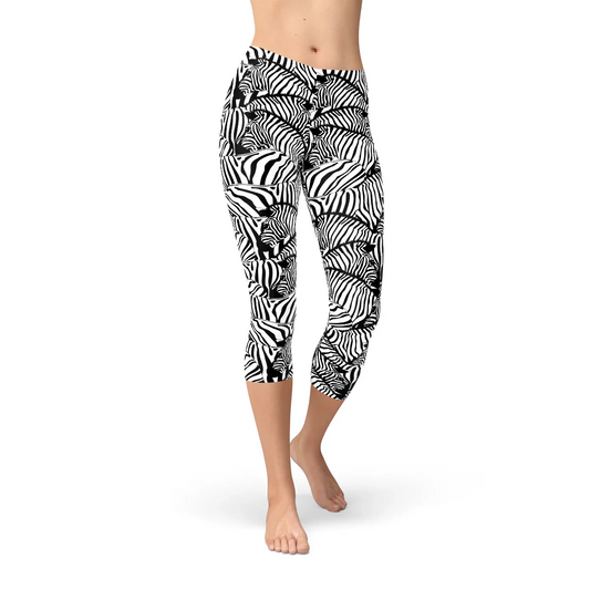 Womens Zebra Stripe Capri Leggings - Which Mark