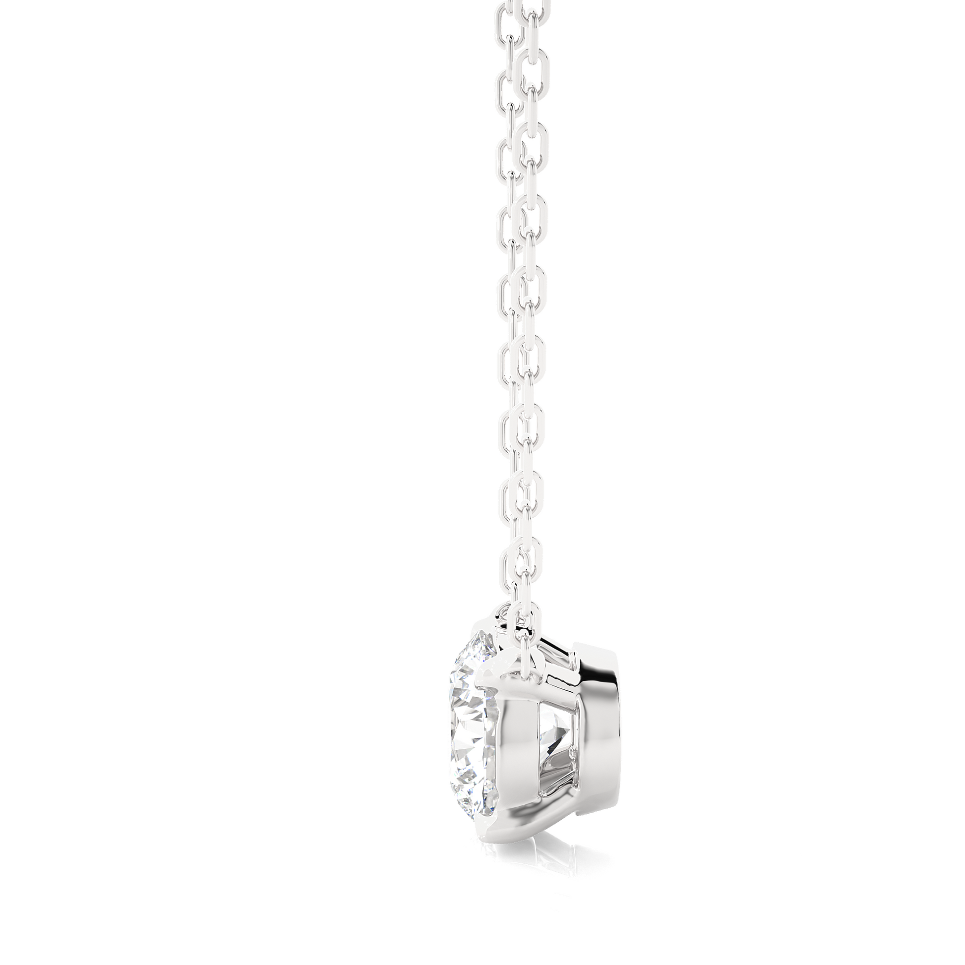 White Gold Moissanite Round Shape Pendant – PT0045 - Which Mark