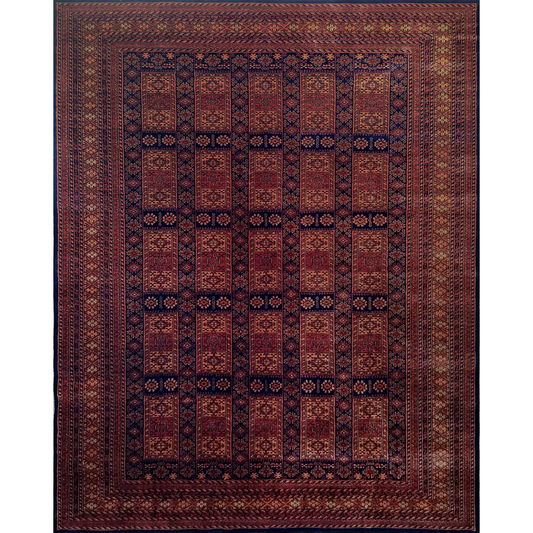 8×10 Feet Black & Brown Hand Knotted Wool Carpet Dubba - Which Mark