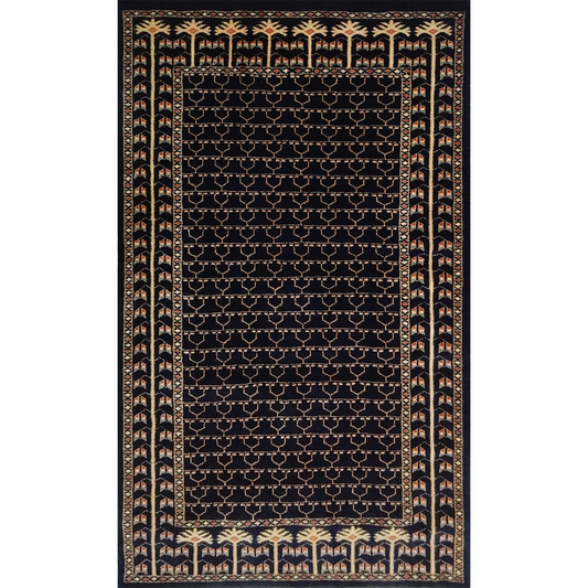 3×5 Feet Handmade Black Wool Carpet Parda - Which Mark