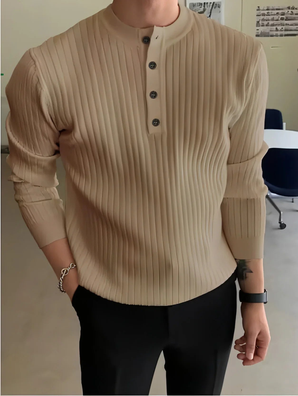 Men's Half-high Collar Button Sweater - Which Mark