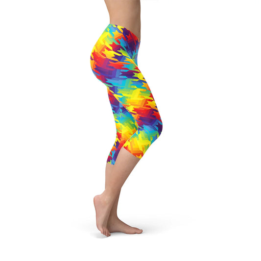 Womens Rainbow Houndstooth Capri Leggings - Which Mark