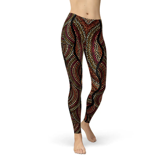 Womens Polka Dots Aboriginal Artwork Leggings (V2) - Which Mark