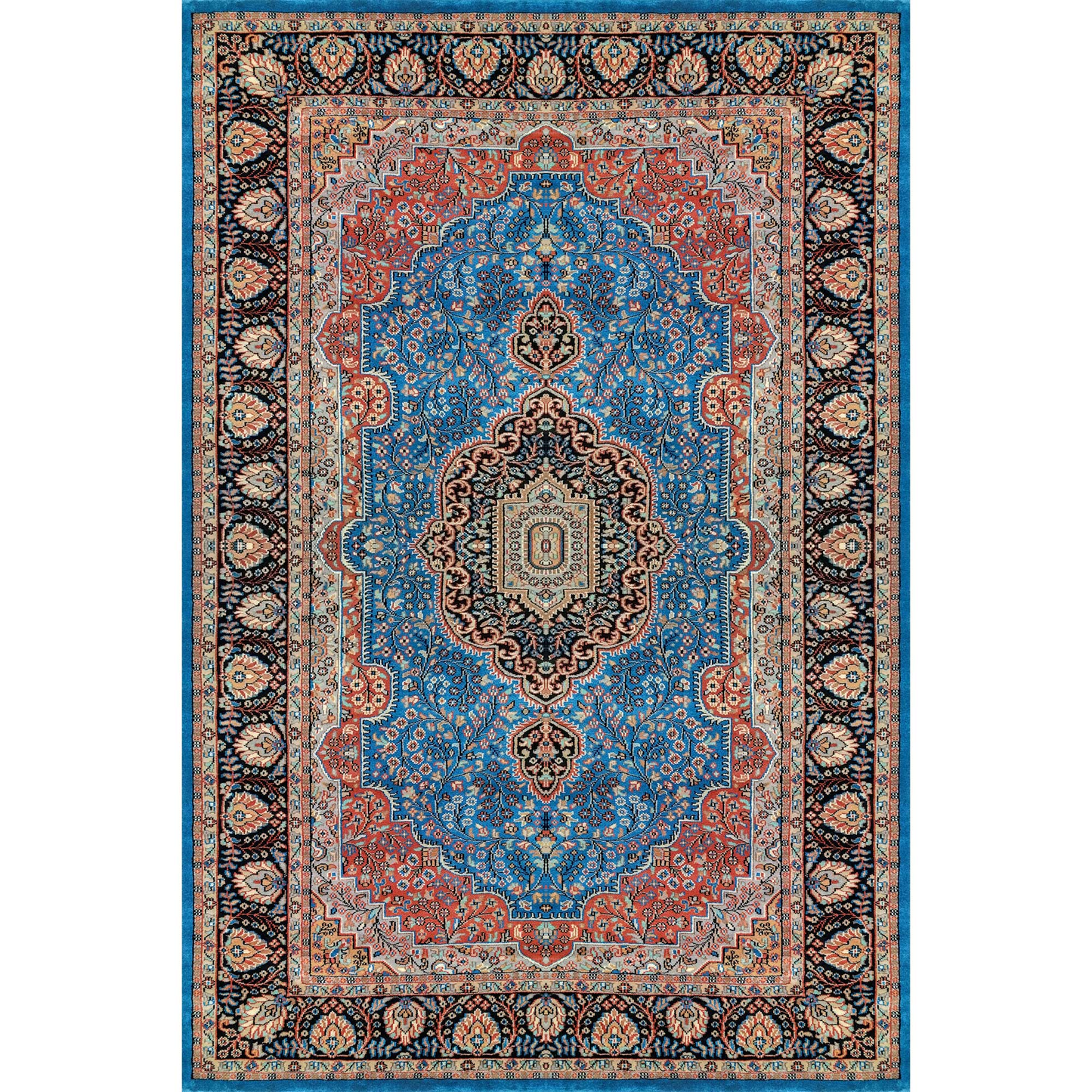 6×9 ft Blue Hand Knotted Persian Wool Carpet - Which Mark